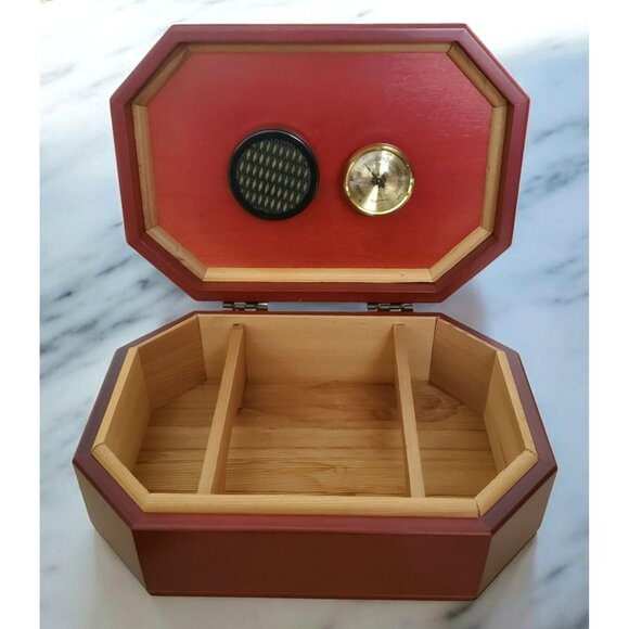 VTG Wood Cigar Humidor Tobacco Box Hygrometer Humidifier Jewelry Trinket Taiwan - Picture 1 of 15